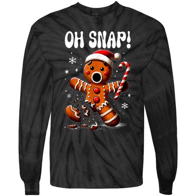 Funny Christmas Gingerbread Man Oh Snap Outfit Pajama Tie-Dye Long Sleeve Shirt