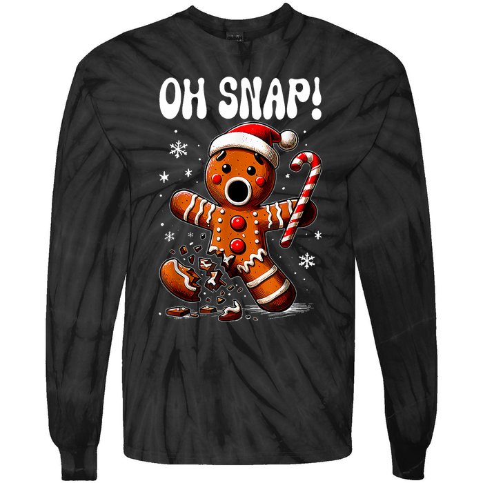 Funny Christmas Gingerbread Man Oh Snap Outfit Pajama Tie-Dye Long Sleeve Shirt