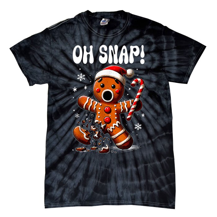 Funny Christmas Gingerbread Man Oh Snap Outfit Pajama Tie-Dye T-Shirt