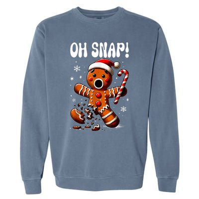 Funny Christmas Gingerbread Man Oh Snap Outfit Pajama Garment-Dyed Sweatshirt