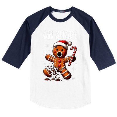 Funny Christmas Gingerbread Man Oh Snap Outfit Pajama Baseball Sleeve Shirt