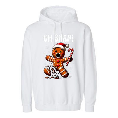 Funny Christmas Gingerbread Man Oh Snap Outfit Pajama Garment-Dyed Fleece Hoodie