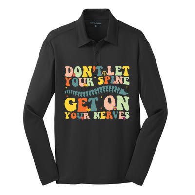 Funny Chiropractor Groovy Spine Doctor Of Chiropractic Silk Touch Performance Long Sleeve Polo