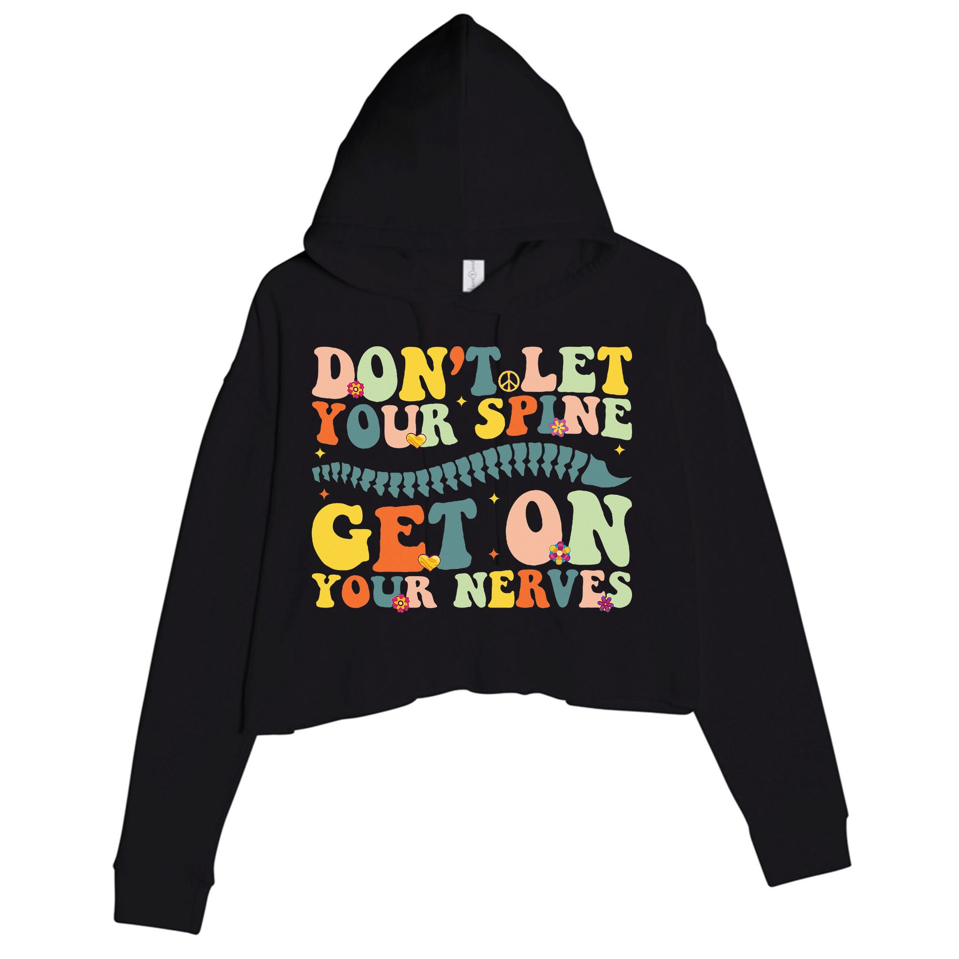 Funny Chiropractor Groovy Spine Doctor Of Chiropractic Crop Fleece Hoodie
