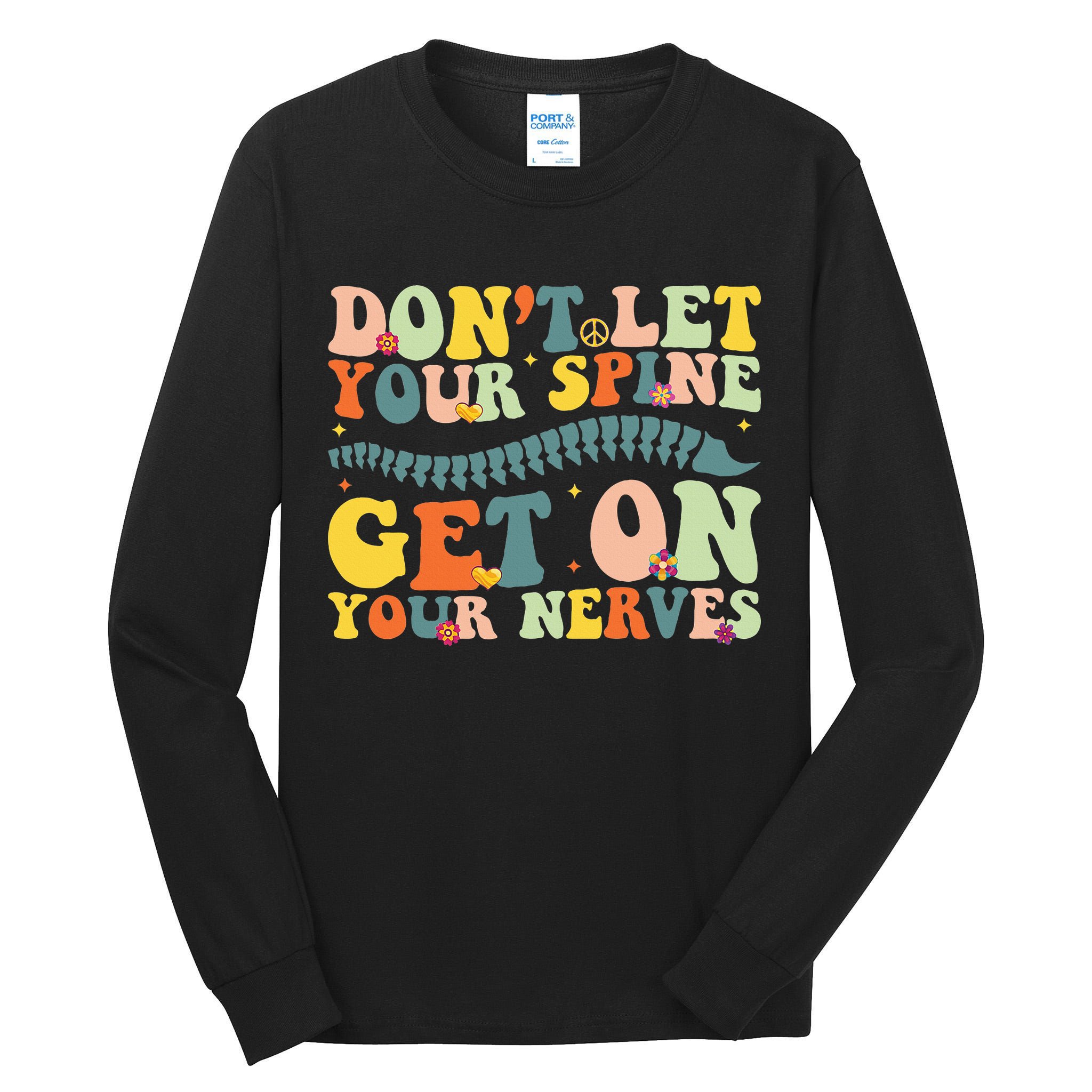 Funny Chiropractor Groovy Spine Doctor Of Chiropractic Tall Long Sleeve T-Shirt