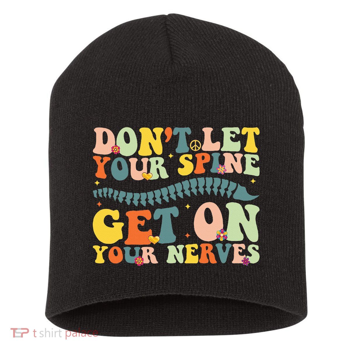 Funny Chiropractor Groovy Spine Doctor Of Chiropractic Short Acrylic Beanie
