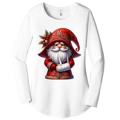 Funny Christmas Gnome With Broken Arm Long Sleeve Women's Perfect Tri Tunic Long Sleeve Shirt