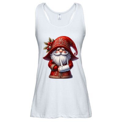 Funny Christmas Gnome With Broken Arm Long Sleeve Ladies Essential Flowy Tank