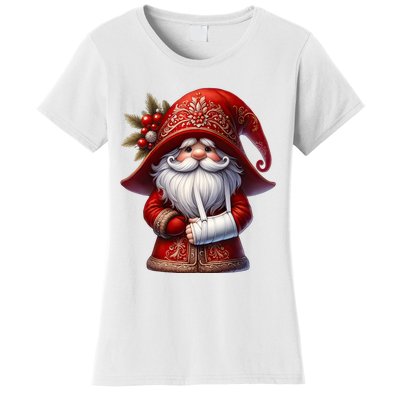 Funny Christmas Gnome With Broken Arm Long Sleeve Women's T-Shirt