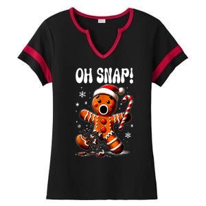 Funny Christmas Gingerbread Man Oh Snap Outfit Xmas Pajama Gift Ladies Halftime Notch Neck Tee