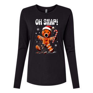 Funny Christmas Gingerbread Man Oh Snap Outfit Xmas Pajama Gift Womens Cotton Relaxed Long Sleeve T-Shirt