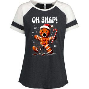 Funny Christmas Gingerbread Man Oh Snap Outfit Xmas Pajama Gift Enza Ladies Jersey Colorblock Tee