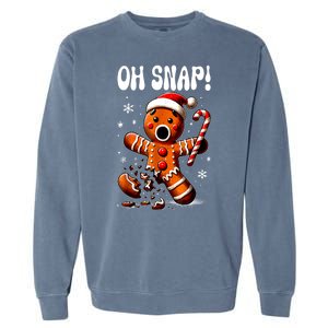 Funny Christmas Gingerbread Man Oh Snap Outfit Xmas Pajama Gift Garment-Dyed Sweatshirt