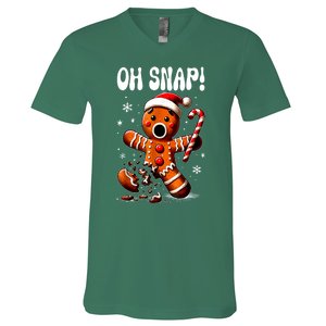 Funny Christmas Gingerbread Man Oh Snap Outfit Xmas Pajama Gift V-Neck T-Shirt