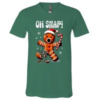 Funny Christmas Gingerbread Man Oh Snap Outfit Xmas Pajama Gift V-Neck T-Shirt