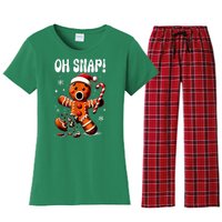 Funny Christmas Gingerbread Man Oh Snap Outfit Xmas Pajama Gift Women's Flannel Pajama Set