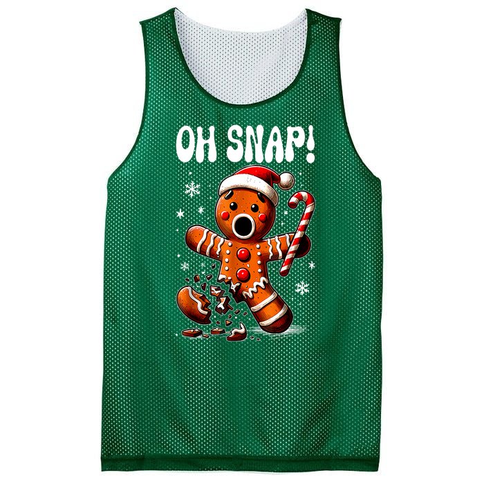 Funny Christmas Gingerbread Man Oh Snap Outfit Xmas Pajama Gift Mesh Reversible Basketball Jersey Tank