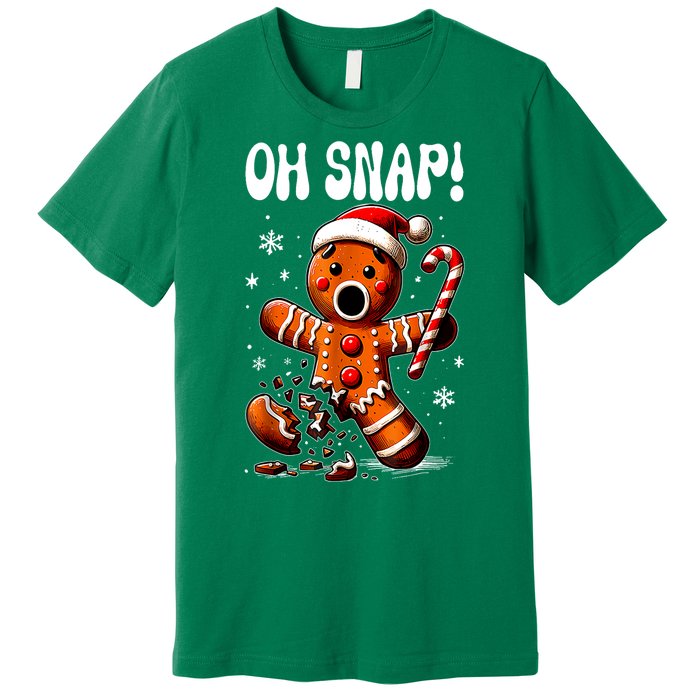 Funny Christmas Gingerbread Man Oh Snap Outfit Xmas Pajama Gift Premium T-Shirt