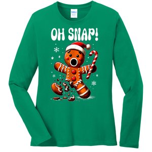 Funny Christmas Gingerbread Man Oh Snap Outfit Xmas Pajama Gift Ladies Long Sleeve Shirt