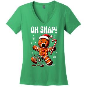 Funny Christmas Gingerbread Man Oh Snap Outfit Xmas Pajama Gift Women's V-Neck T-Shirt