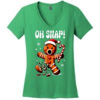 Funny Christmas Gingerbread Man Oh Snap Outfit Xmas Pajama Gift Women's V-Neck T-Shirt