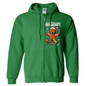 Funny Christmas Gingerbread Man Oh Snap Outfit Xmas Pajama Gift Full Zip Hoodie