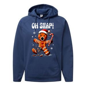 Funny Christmas Gingerbread Man Oh Snap Outfit Xmas Pajama Gift Performance Fleece Hoodie