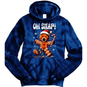 Funny Christmas Gingerbread Man Oh Snap Outfit Xmas Pajama Gift Tie Dye Hoodie