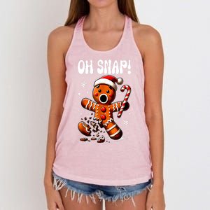 Funny Christmas Gingerbread Man Oh Snap Outfit Xmas Pajama Gift Women's Knotted Racerback Tank