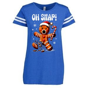 Funny Christmas Gingerbread Man Oh Snap Outfit Xmas Pajama Gift Enza Ladies Jersey Football T-Shirt