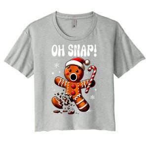 Funny Christmas Gingerbread Man Oh Snap Outfit Xmas Pajama Gift Women's Crop Top Tee