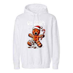 Funny Christmas Gingerbread Man Oh Snap Outfit Xmas Pajama Gift Garment-Dyed Fleece Hoodie