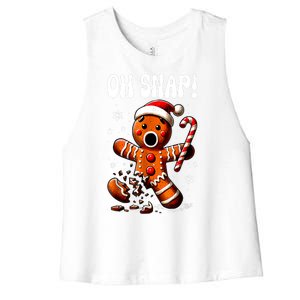 Funny Christmas Gingerbread Man Oh Snap Outfit Xmas Pajama Gift Women's Racerback Cropped Tank