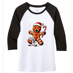 Funny Christmas Gingerbread Man Oh Snap Outfit Xmas Pajama Gift Women's Tri-Blend 3/4-Sleeve Raglan Shirt