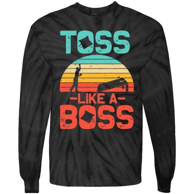 Funny Cornhole Gift  Cool Cornhole Toss Like A Boss Tie-Dye Long Sleeve Shirt