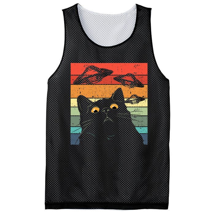 Funny Cat  Galaxy Cat Spaceship Alien Cat Ufo Mesh Reversible Basketball Jersey Tank