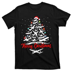 Funny Christmas Gift Airplane Christmas Tree T-Shirt