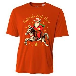 Funny Christmas Giddy Up Jingle Horse Gift Cooling Performance Crew T-Shirt