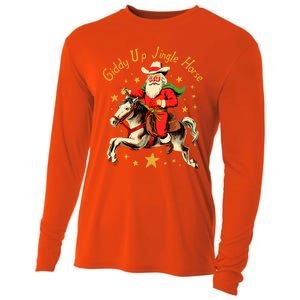 Funny Christmas Giddy Up Jingle Horse Gift Cooling Performance Long Sleeve Crew