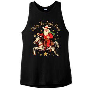 Funny Christmas Giddy Up Jingle Horse Gift Ladies PosiCharge Tri-Blend Wicking Tank