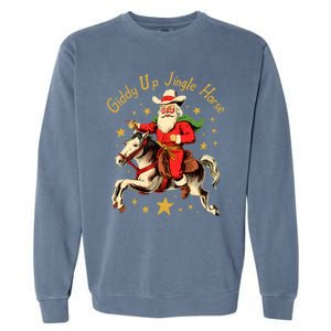 Funny Christmas Giddy Up Jingle Horse Gift Garment-Dyed Sweatshirt