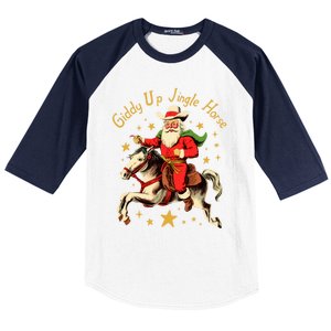 Funny Christmas Giddy Up Jingle Horse Gift Baseball Sleeve Shirt