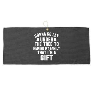 Funny Christmas Gonna Go Lay Under The Tree Gift Large Microfiber Waffle Golf Towel