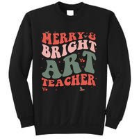 Funny Christmas Groovy Merry And Bright Art Teacher Costume Sweatshirt