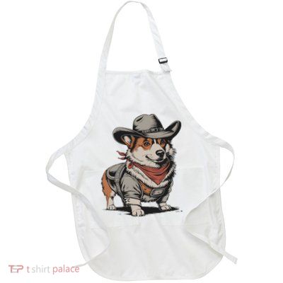 Funny Corgi Gifts Women Corgi Gifts & Corgi Lover Country Western Whi Full-Length Apron With Pockets