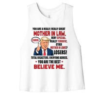 Funny Christmas Gift For Mother In Laws Trump Gift For Motherinlaw From Daugh Women's Racerback Cropped Tank