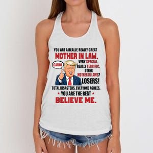 Funny Christmas Gift For Mother In Laws Trump Gift For Motherinlaw From Daugh Women's Knotted Racerback Tank