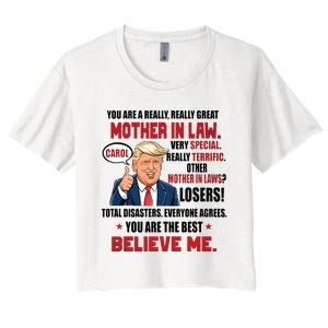 Funny Christmas Gift For Mother In Laws Trump Gift For Motherinlaw From Daugh Women's Crop Top Tee