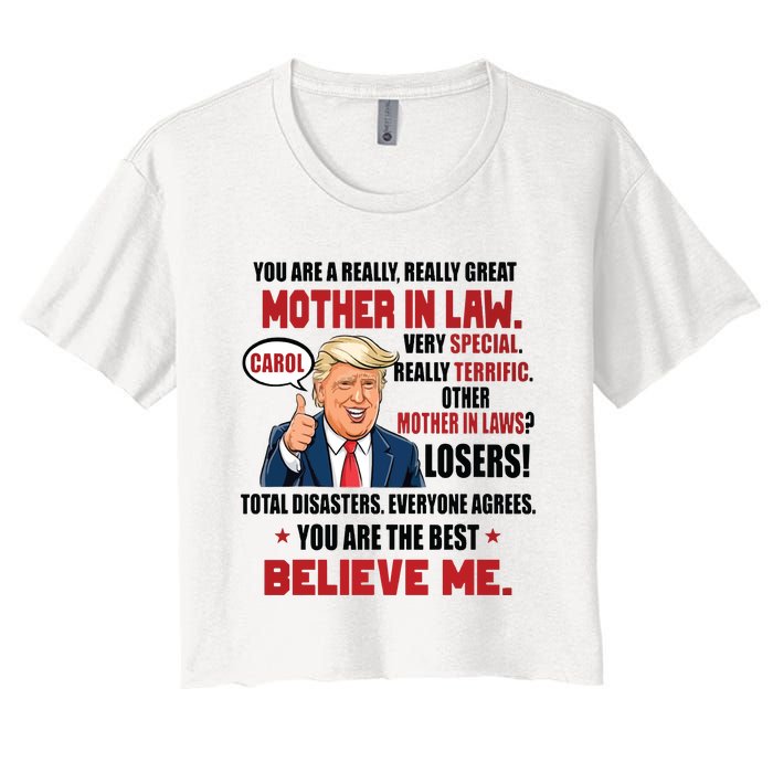 Funny Christmas Gift For Mother In Laws Trump Gift For Motherinlaw From Daugh Women's Crop Top Tee