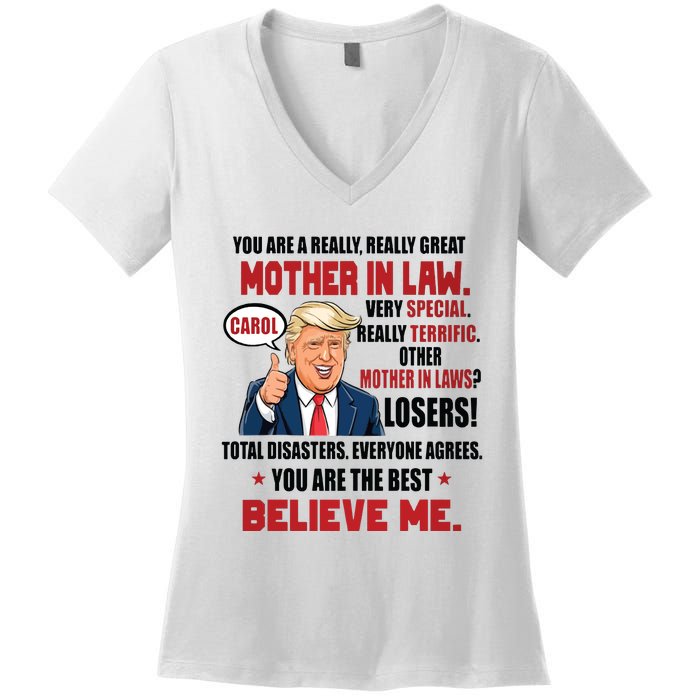 Funny Christmas Gift For Mother In Laws Trump Gift For Motherinlaw From Daugh Women's V-Neck T-Shirt